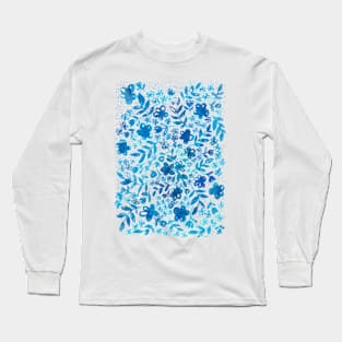 Indigo Floral Blue pattern Long Sleeve T-Shirt